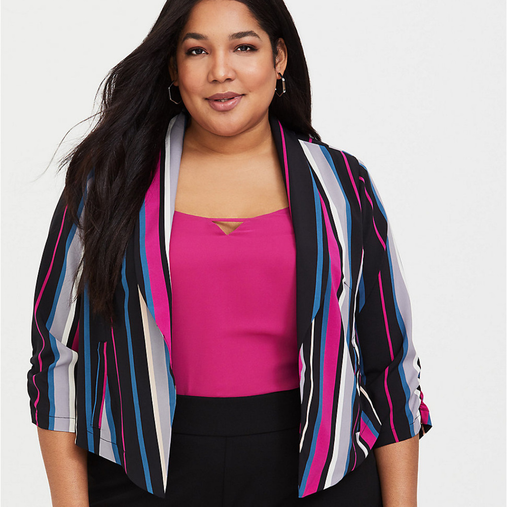 Torrid Striped 3/4 Blazer